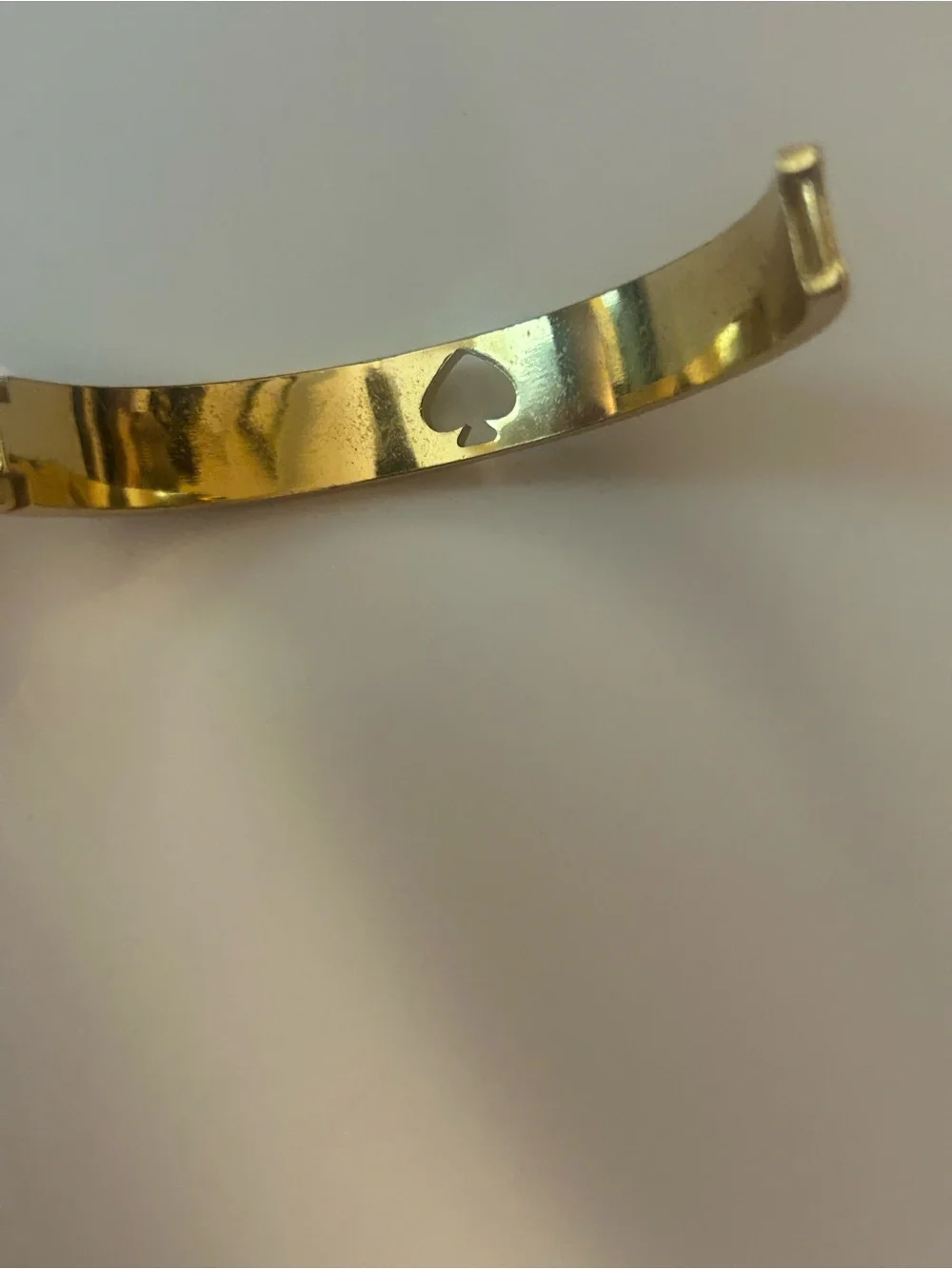 Kate Spade New York Black Enamel Gold- Tone Hinged Bangle Bracelet -Spade Cutout